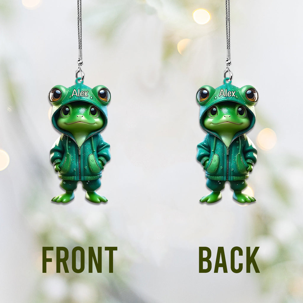 Niedlicher grüner Frosch – Personalisierter Frosch-Autoanhänger