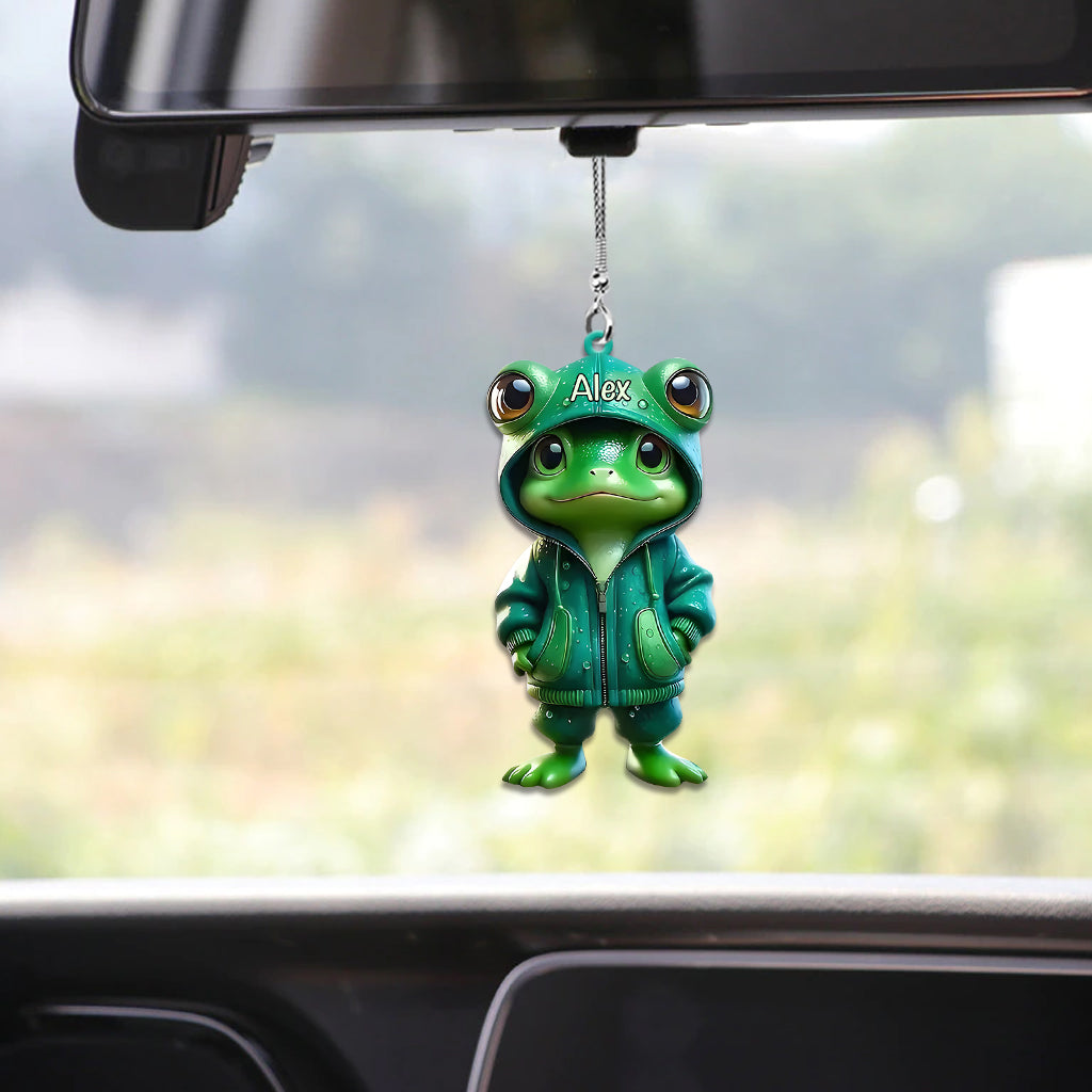Niedlicher grüner Frosch – Personalisierter Frosch-Autoanhänger