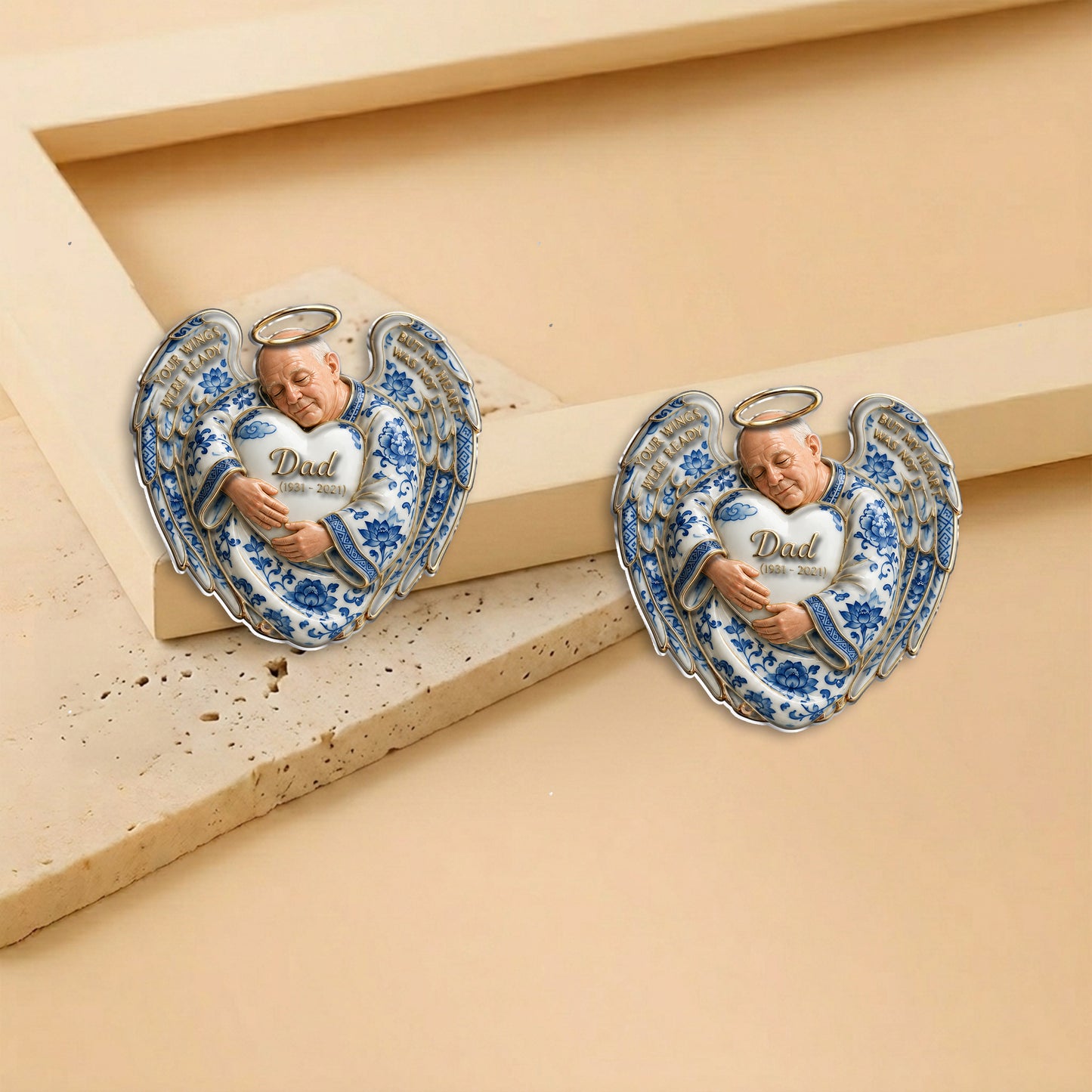 Your Wings Were Ready But My Heart Was Not - Personalized Memorial 3D Embossed Enamel Pin