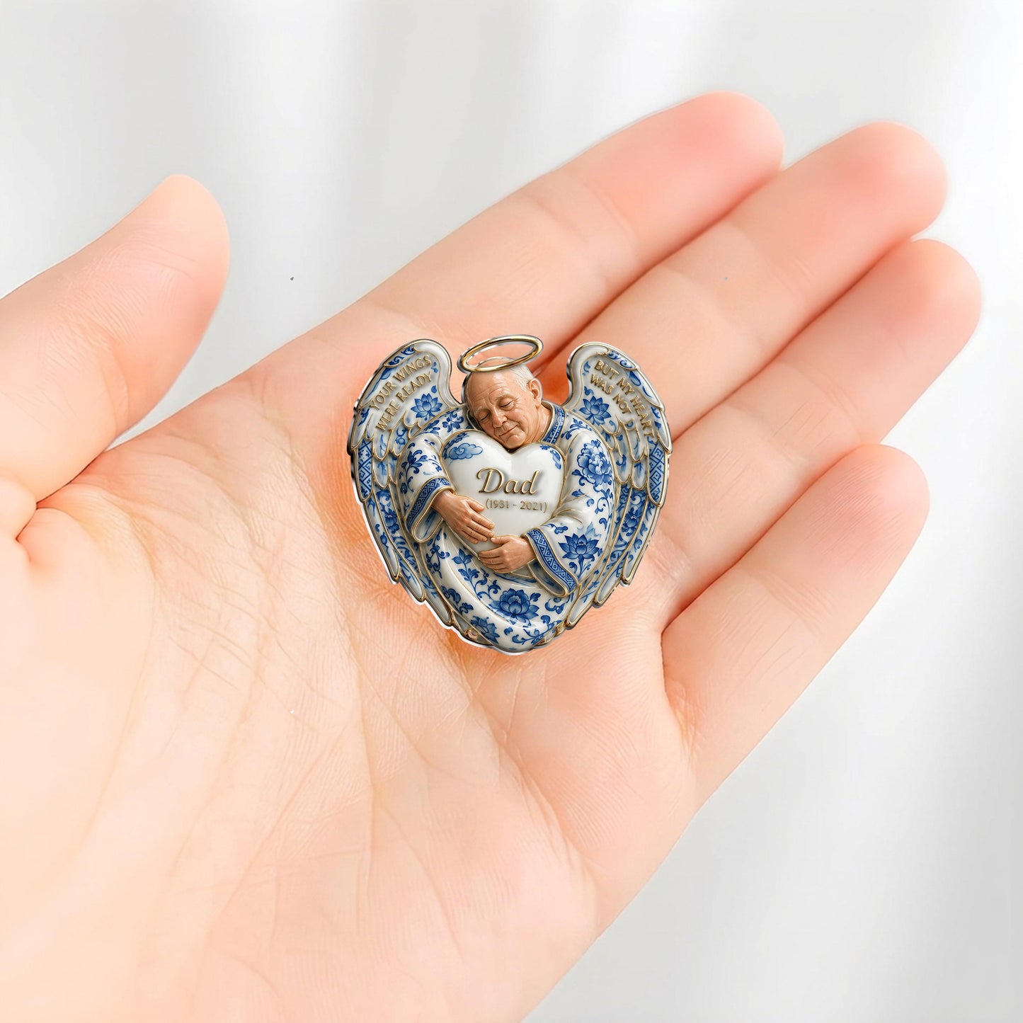 Your Wings Were Ready But My Heart Was Not - Personalized Memorial 3D Embossed Enamel Pin