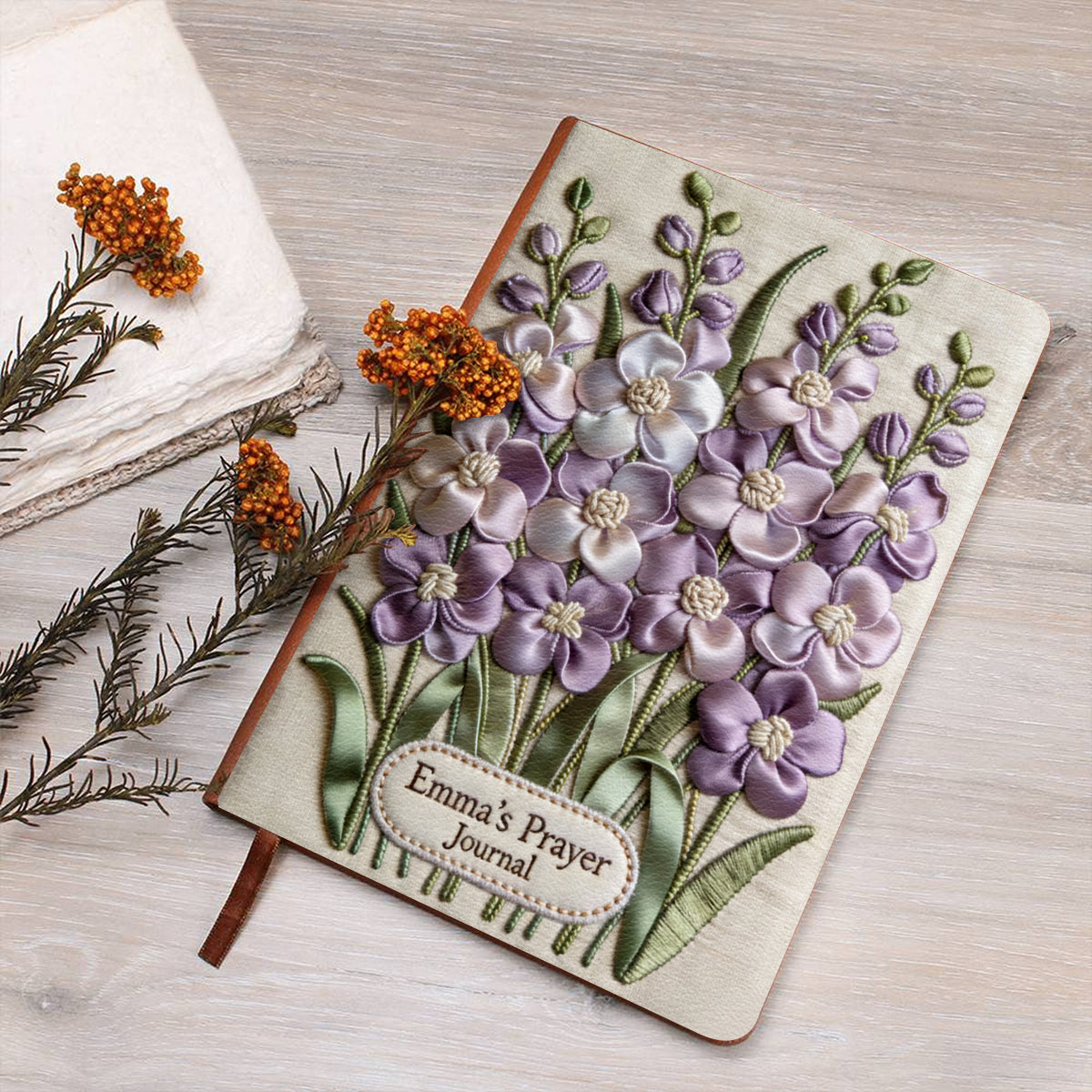 Custom Birth Flower & Name - Personalized Christian Leather Journal