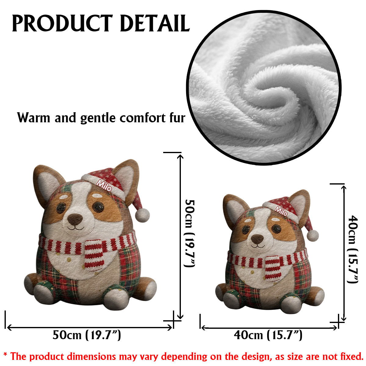 Weihnachtsdecke für Haustiere – personalisiertes Kissen in Hundeform aus Kunstfell