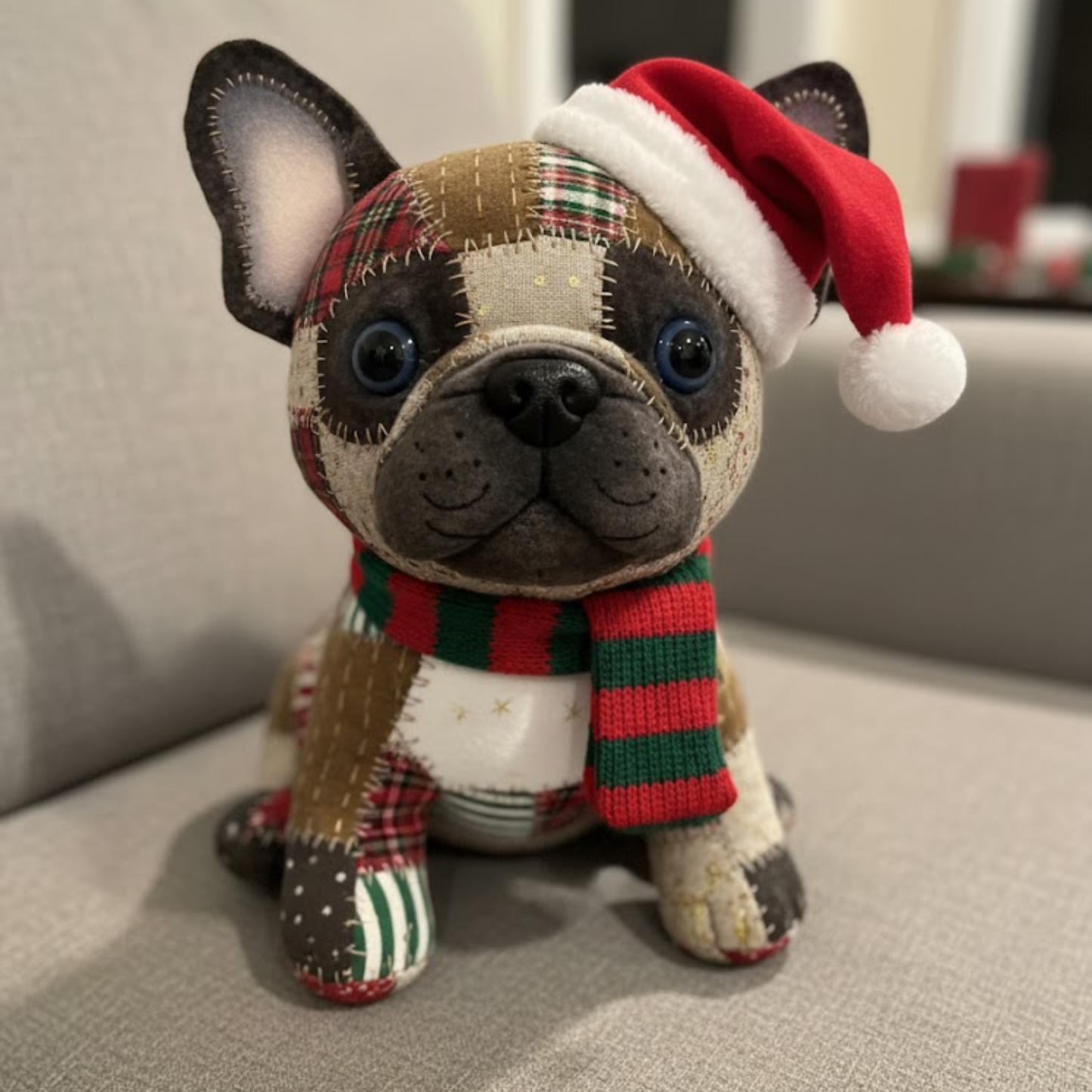 Weihnachtsdecke für Haustiere – personalisiertes Kissen in Hundeform aus Kunstfell