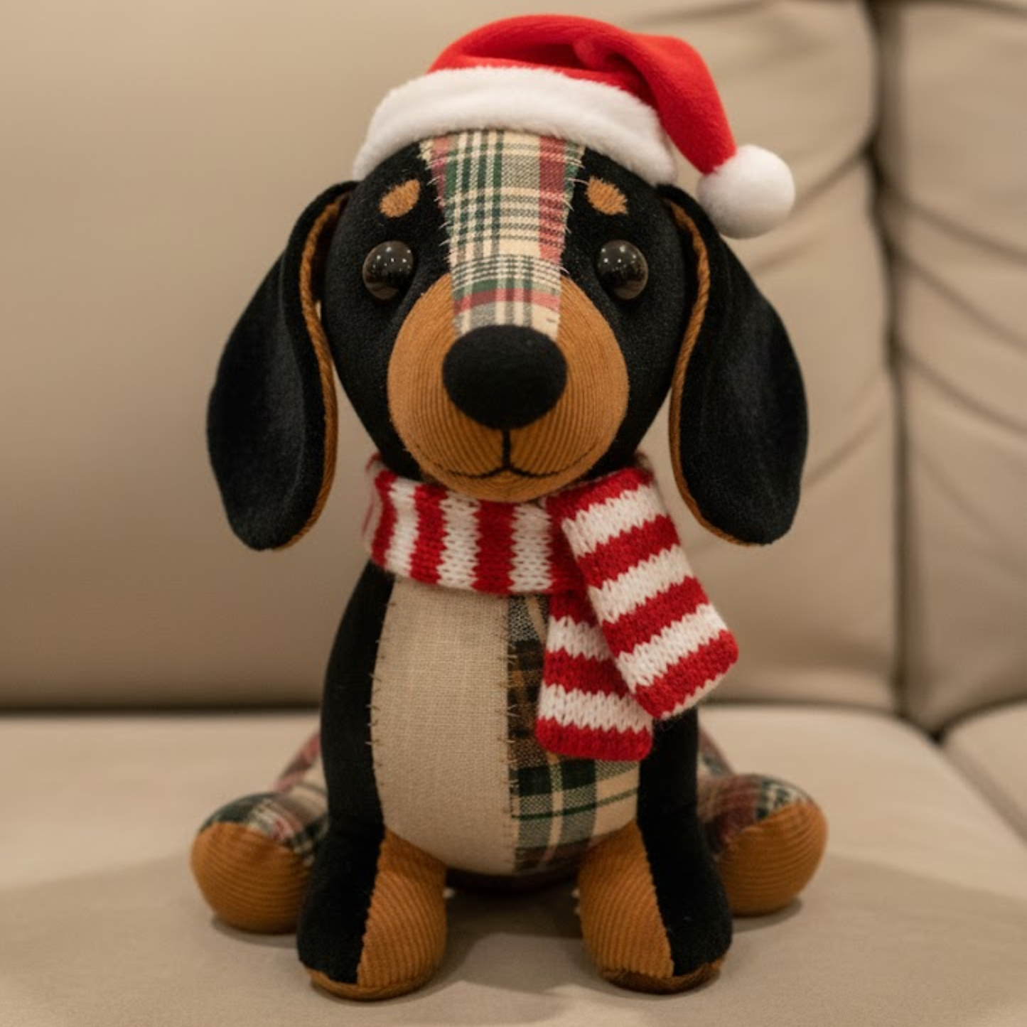 Weihnachtsdecke für Haustiere – personalisiertes Kissen in Hundeform aus Kunstfell