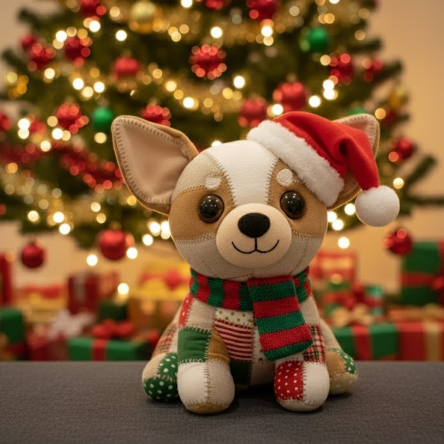 Weihnachtsdecke für Haustiere – personalisiertes Kissen in Hundeform aus Kunstfell