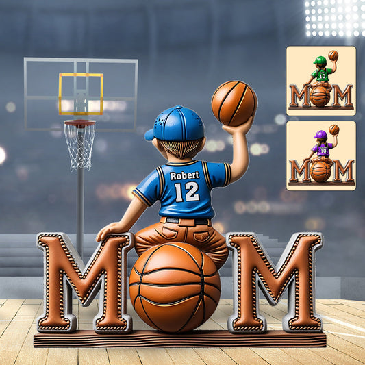 Basketball-Mama – Personalisierte Acrylplakette in individueller Form für Mütter