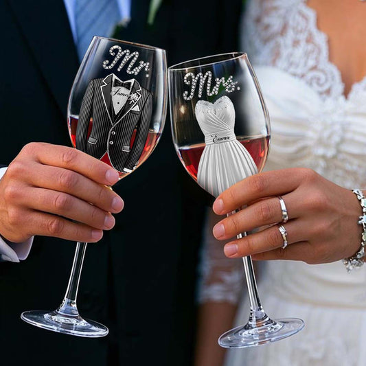 Weinglas für Hochzeitspaare – Personalisiertes Weinglas für Paare mit langem Stiel