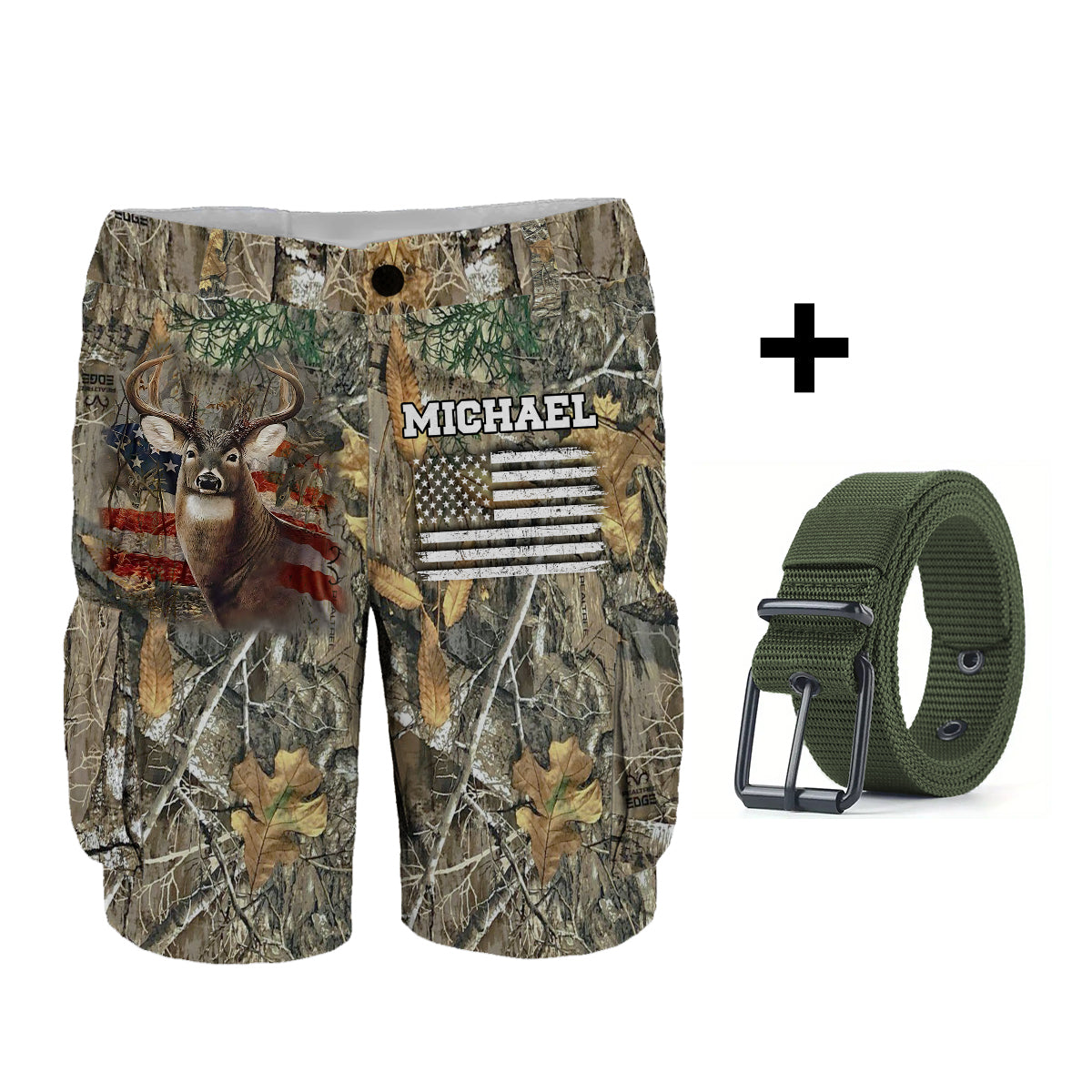 It's Hunting Season - Personalized Hunting Cargo Shorts With Belt
