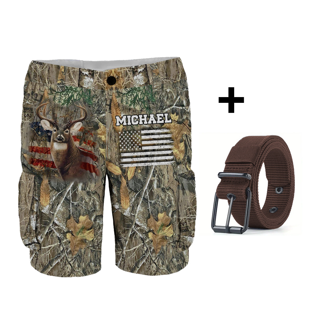 It's Hunting Season - Personalized Hunting Cargo Shorts With Belt