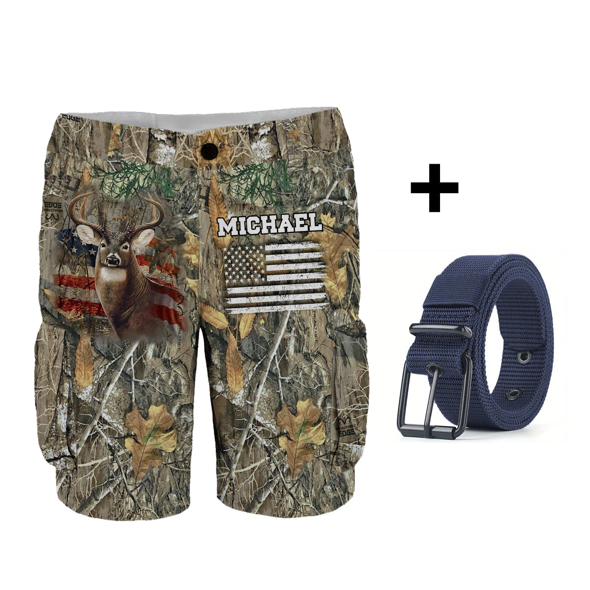 It's Hunting Season - Personalized Hunting Cargo Shorts With Belt