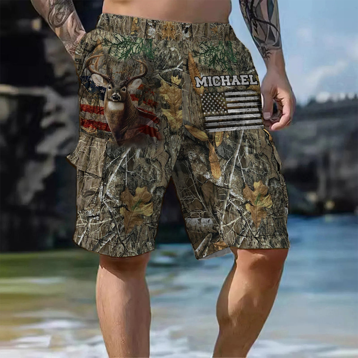 It's Hunting Season - Personalized Hunting Cargo Shorts With Belt