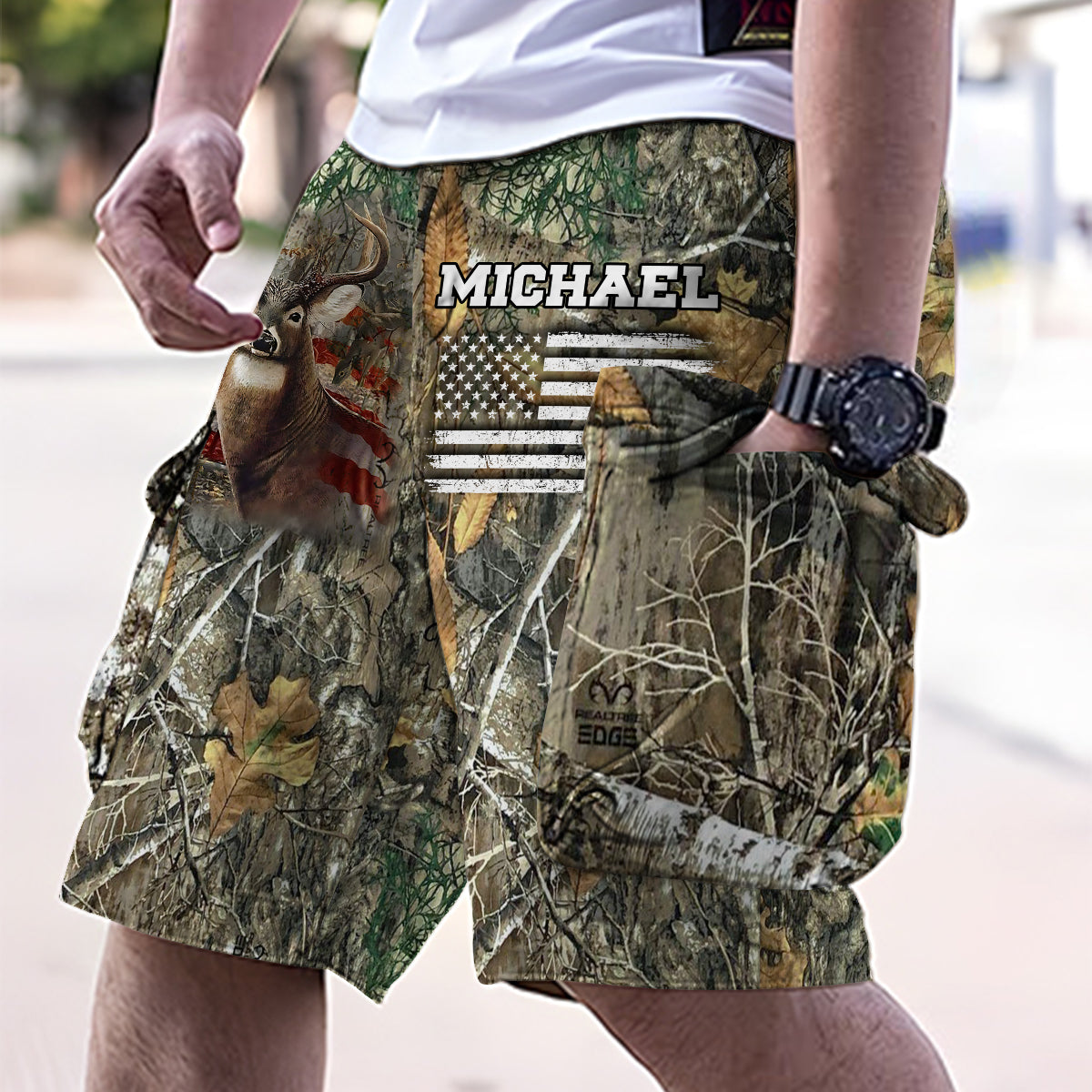 It's Hunting Season - Personalized Hunting Cargo Shorts With Belt