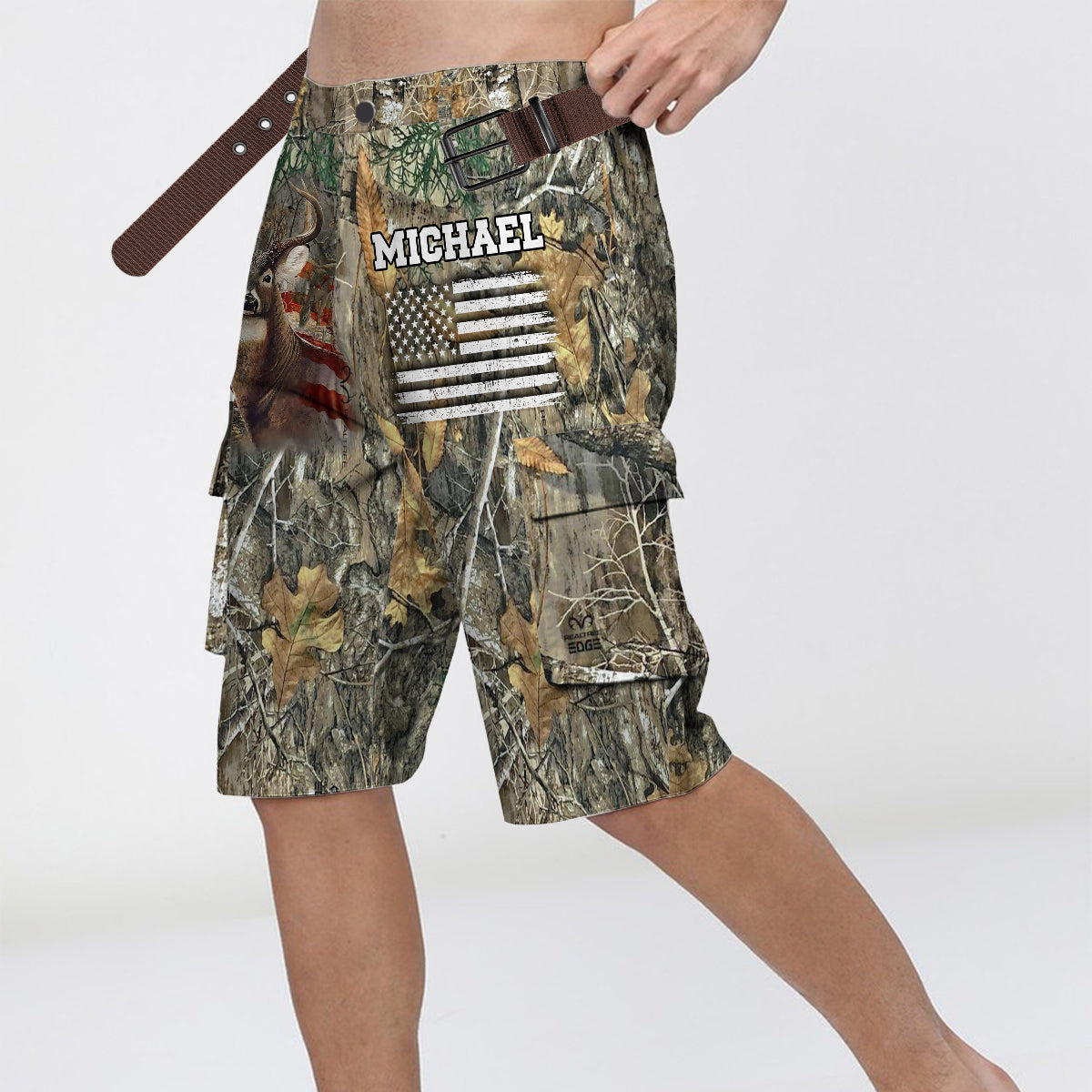 It's Hunting Season - Personalized Hunting Cargo Shorts With Belt