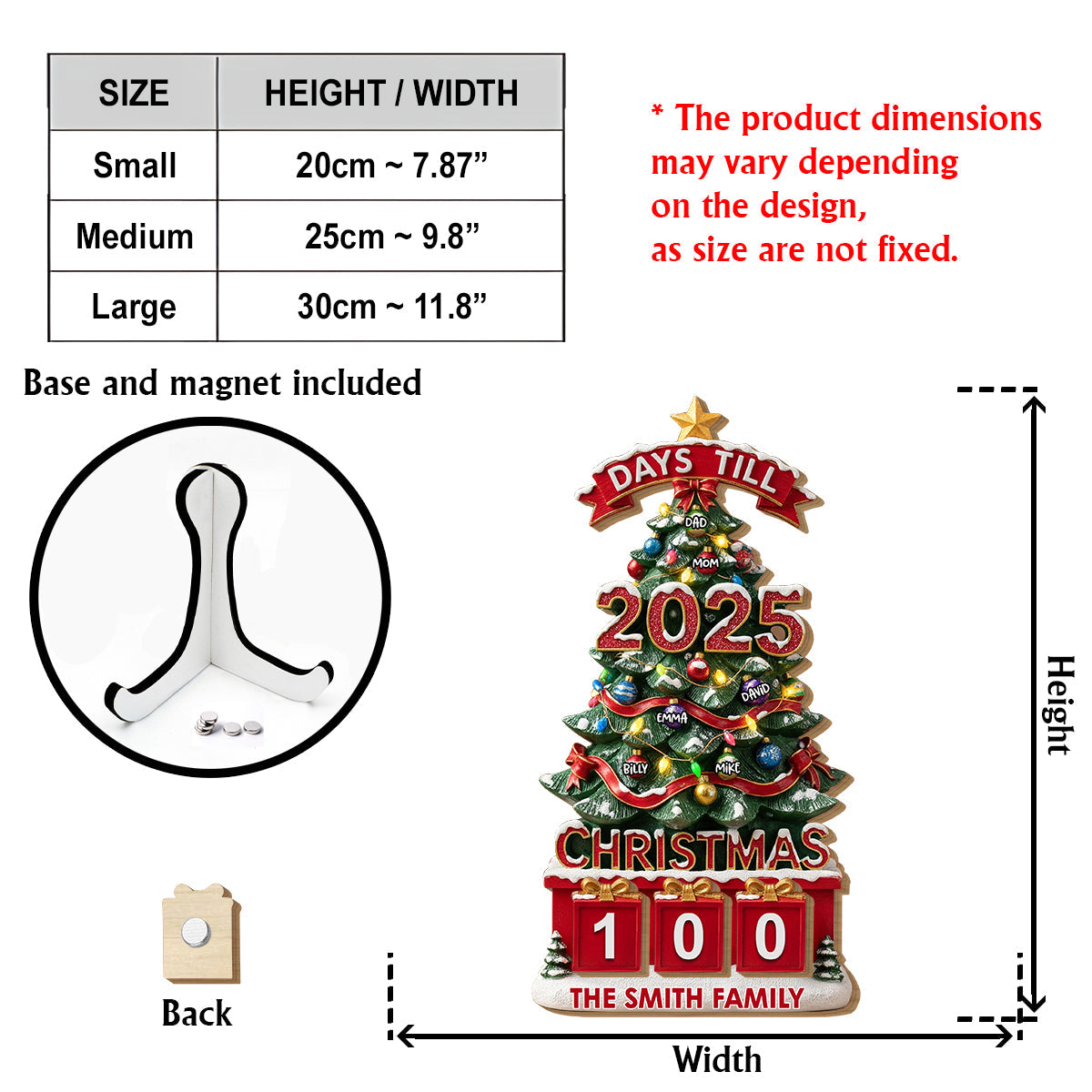 Weihnachtscountdown – Personalisierte, austauschbare Familienplakette