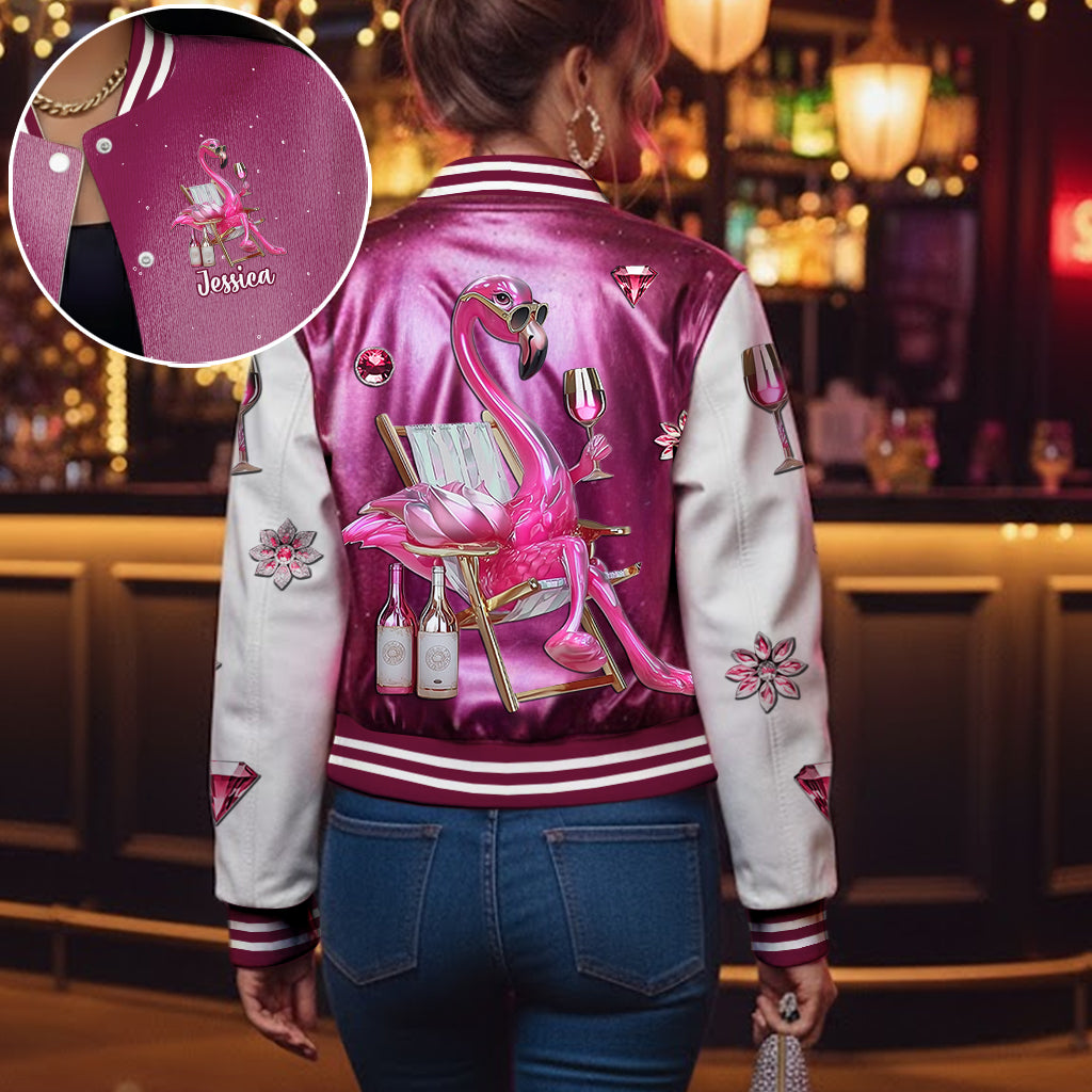 Sei ein Flamingo inmitten einer Taubenschar – personalisierte Flamingo-Collegejacke