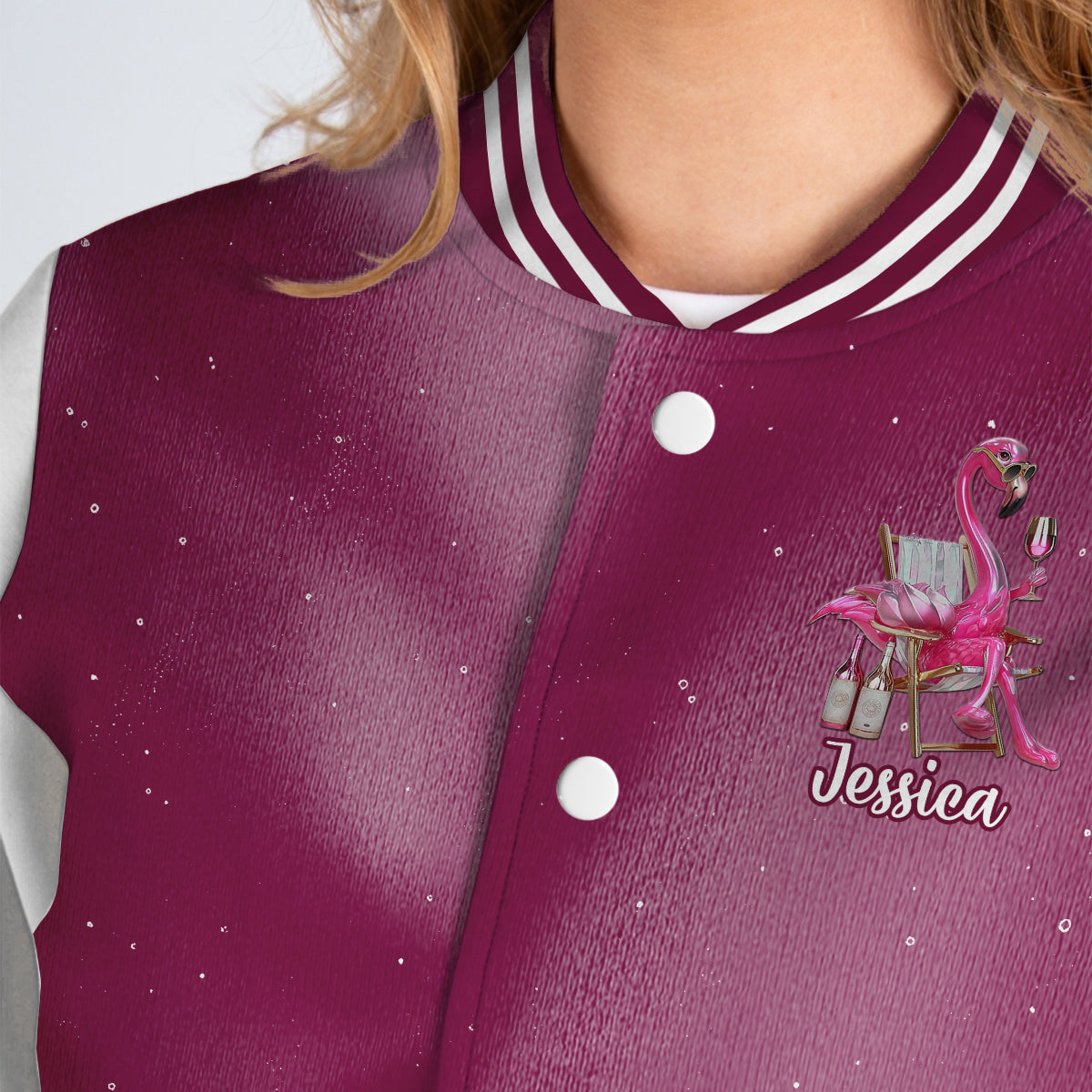 Sei ein Flamingo inmitten einer Taubenschar – personalisierte Flamingo-Collegejacke