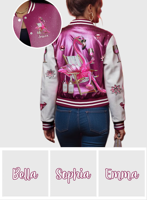 Sei ein Flamingo inmitten einer Taubenschar – personalisierte Flamingo-Collegejacke