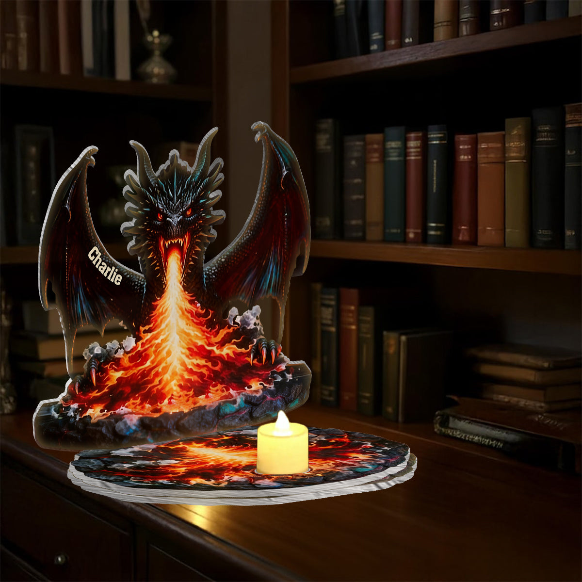 Majestic Book Nook - Personalisierter Drachen-Kerzenhalter