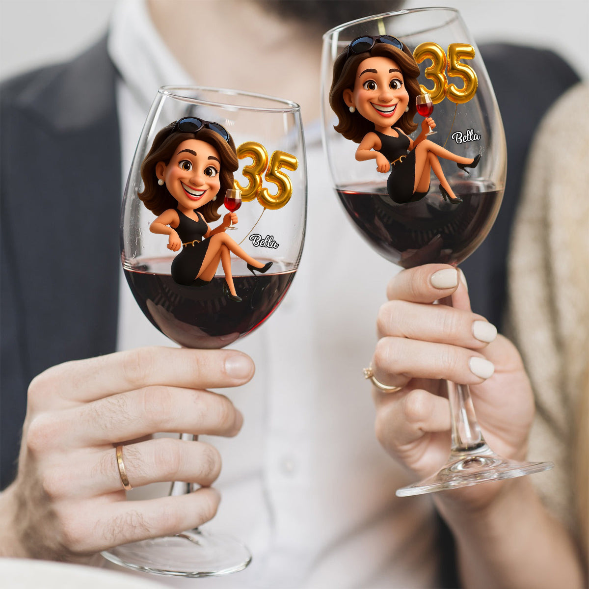 Geburtstagsgeschenk für Frauen – Personalisiertes Weinglas mit langem Stiel