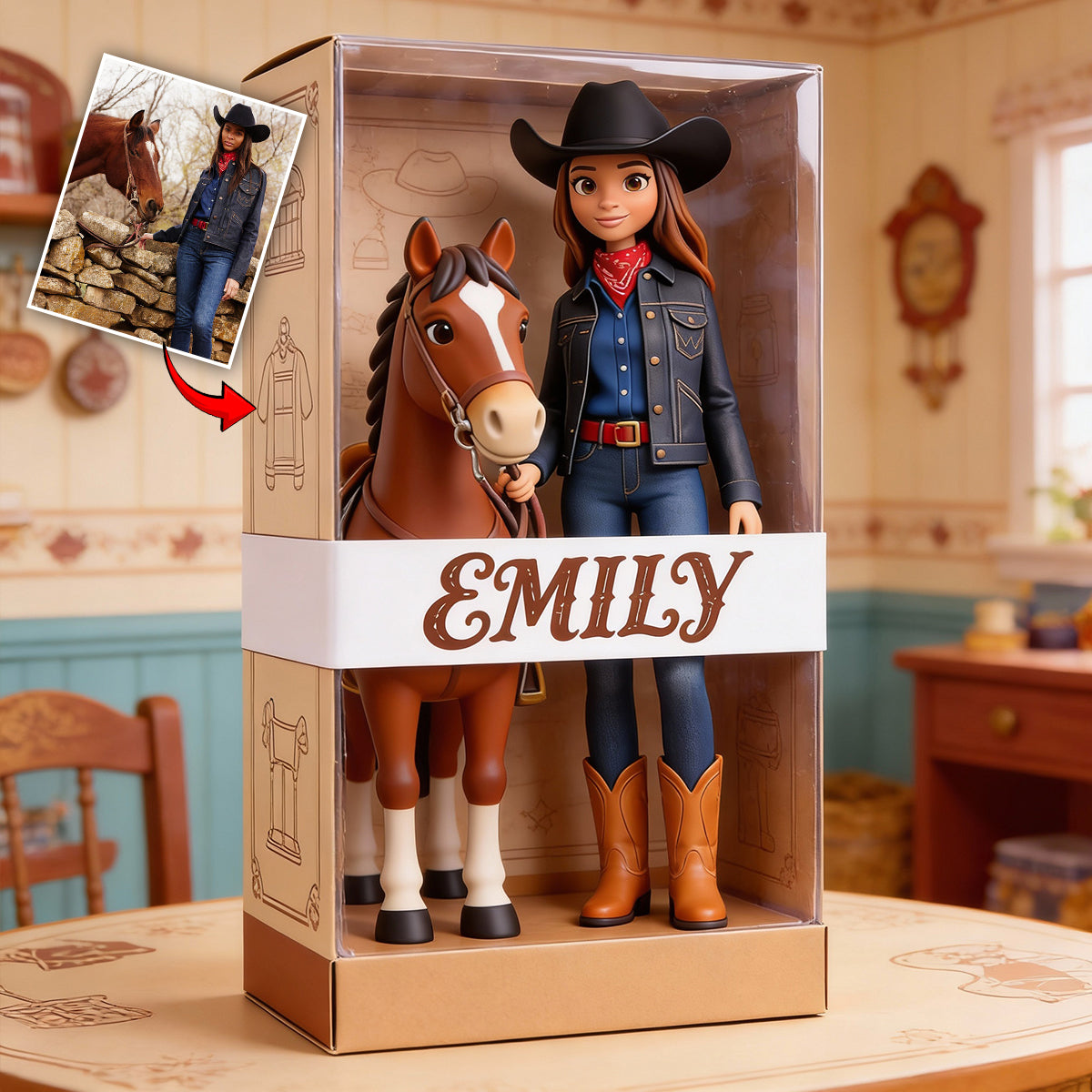 Geschenk für Cowgirls – Personalisierte Acrylplakette in Cowgirl-Form