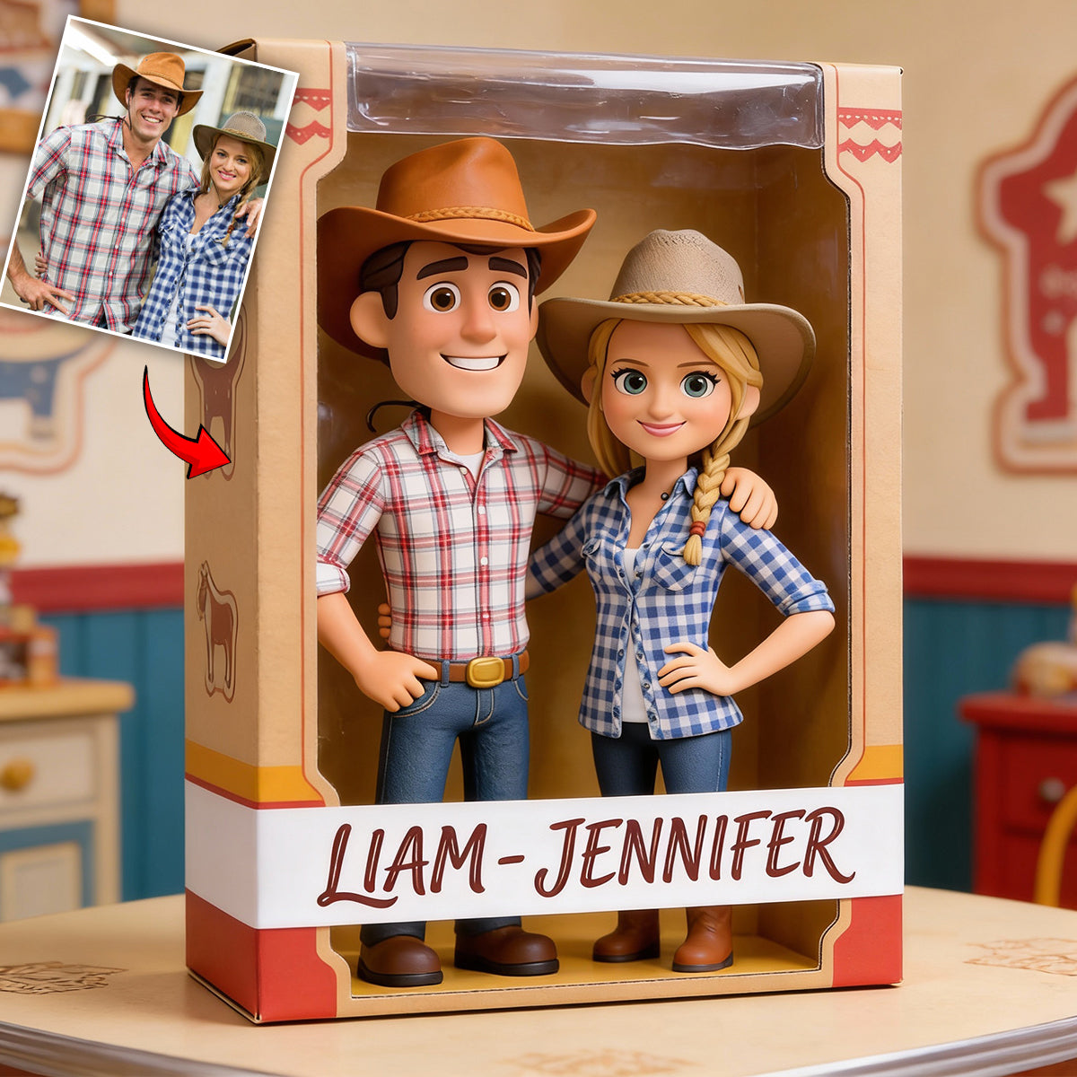 Geschenk für Cowgirls – Personalisierte Acrylplakette in Cowgirl-Form