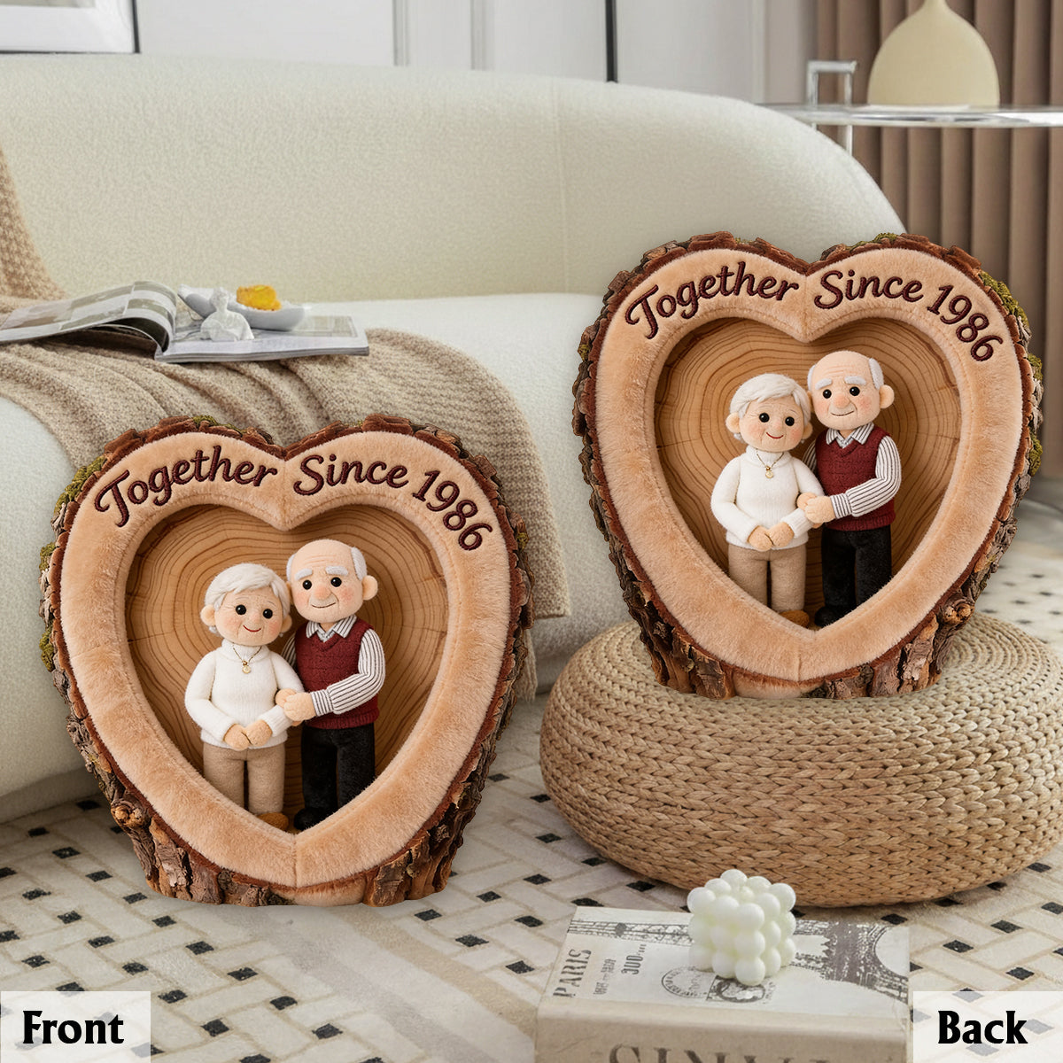 Heart Tree Hollow - Personalized Couple Premium Faux Fur Pillow