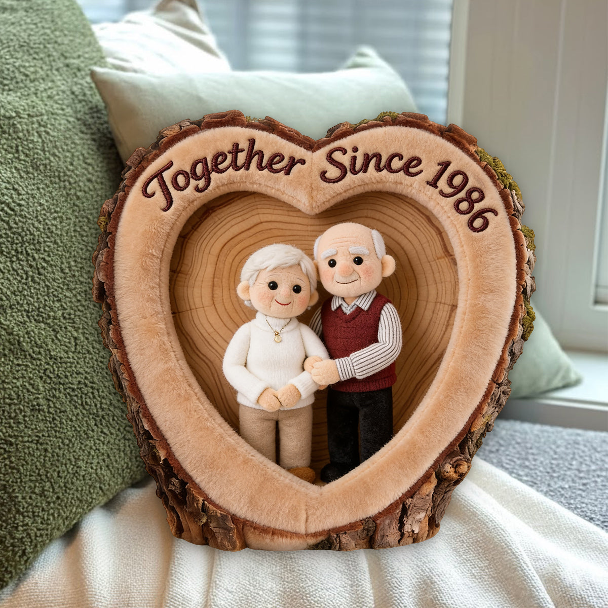 Heart Tree Hollow - Personalized Couple Premium Faux Fur Pillow