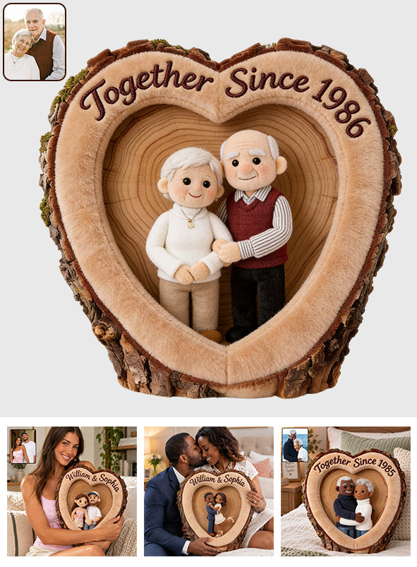 Heart Tree Hollow - Personalized Couple Premium Faux Fur Pillow