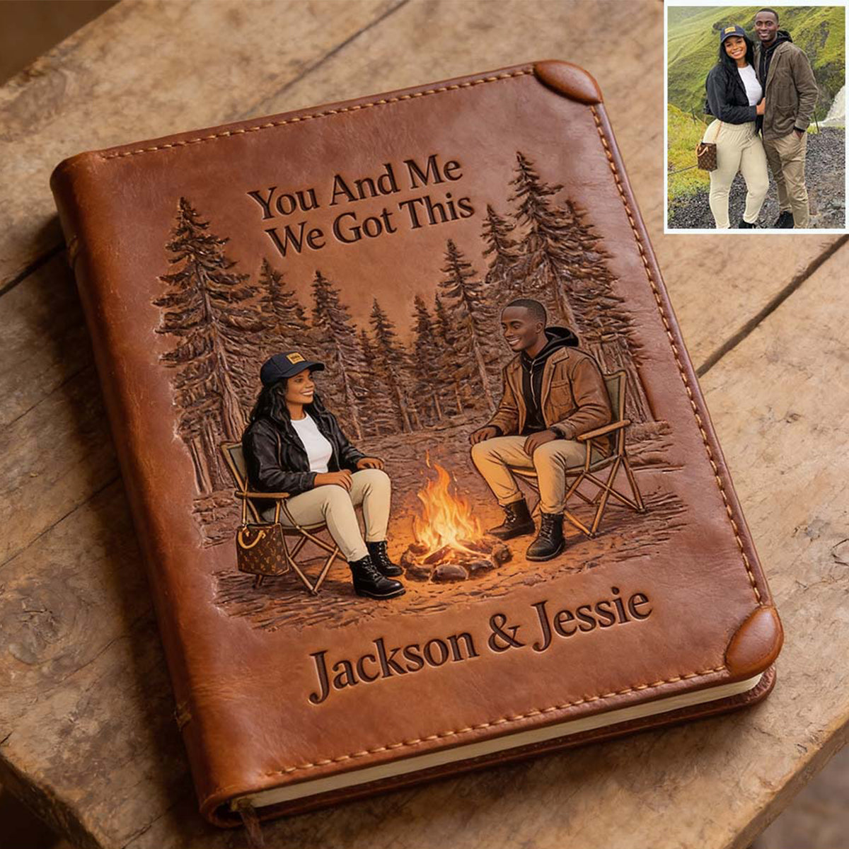 Our Happy Place - Personalized Camping Leather Journal