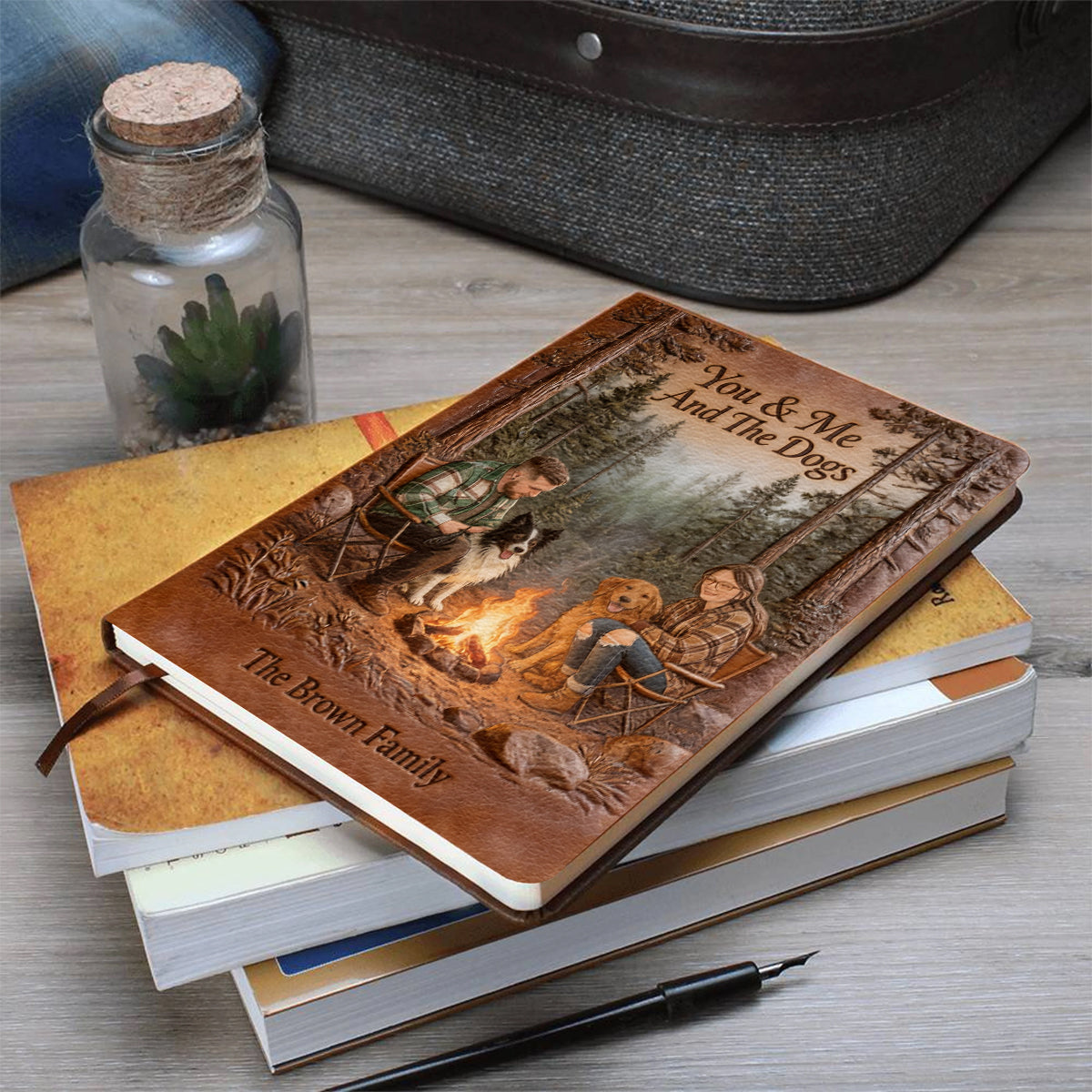 Our Happy Place - Personalized Camping Leather Journal