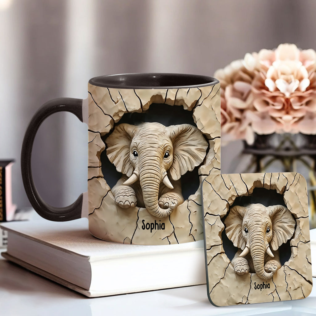 Love Elephant - Personalized Elephant Accent Mug