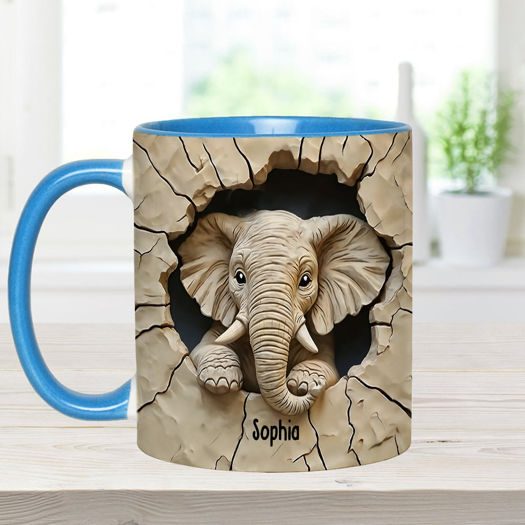 Love Elephant - Personalized Elephant Accent Mug