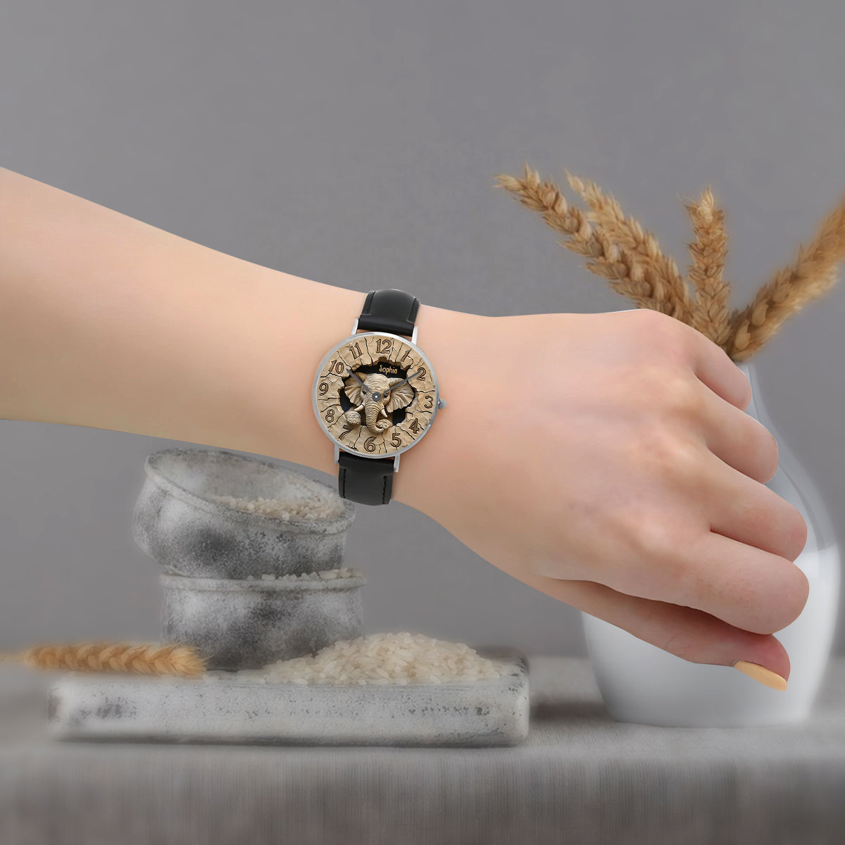 Liebe Elefanten - Personalisierte Elefanten-Handuhr