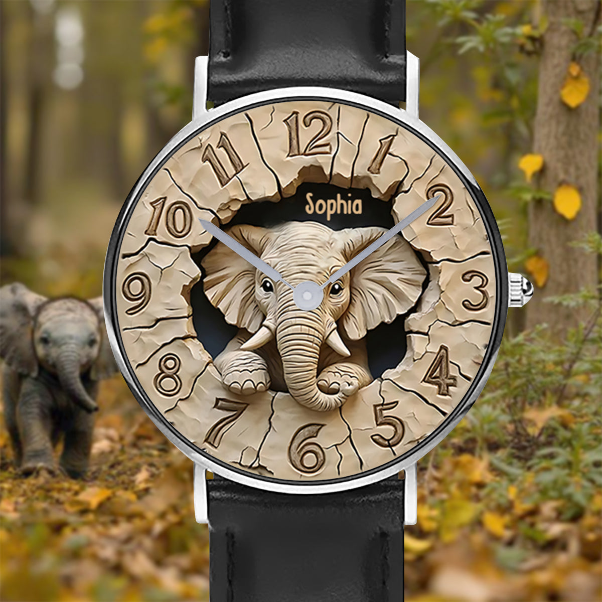 Liebe Elefanten - Personalisierte Elefanten-Handuhr