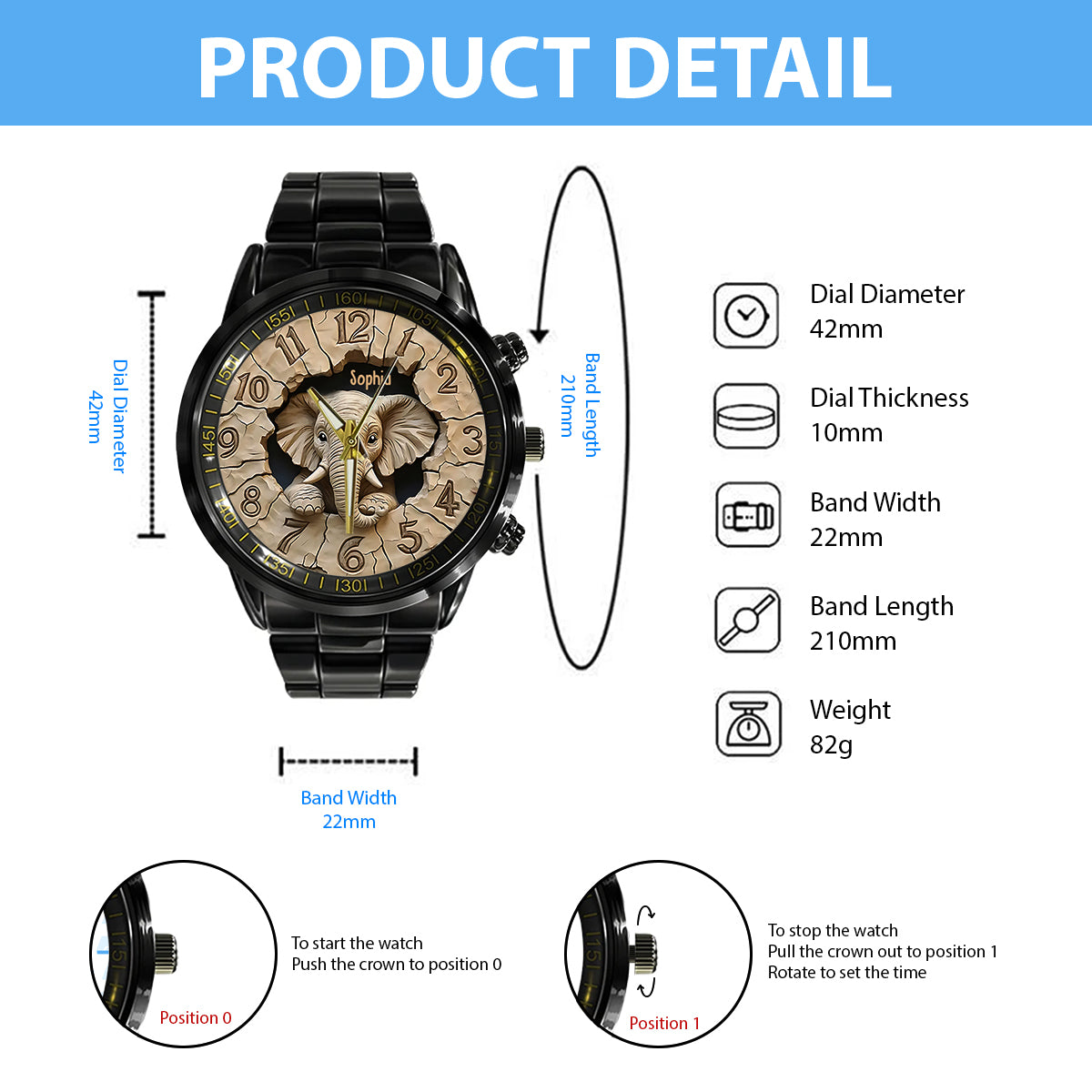 Liebe Elefanten - Personalisierte Elefanten-Handuhr
