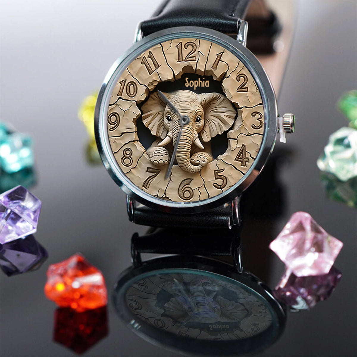 Liebe Elefanten - Personalisierte Elefanten-Handuhr