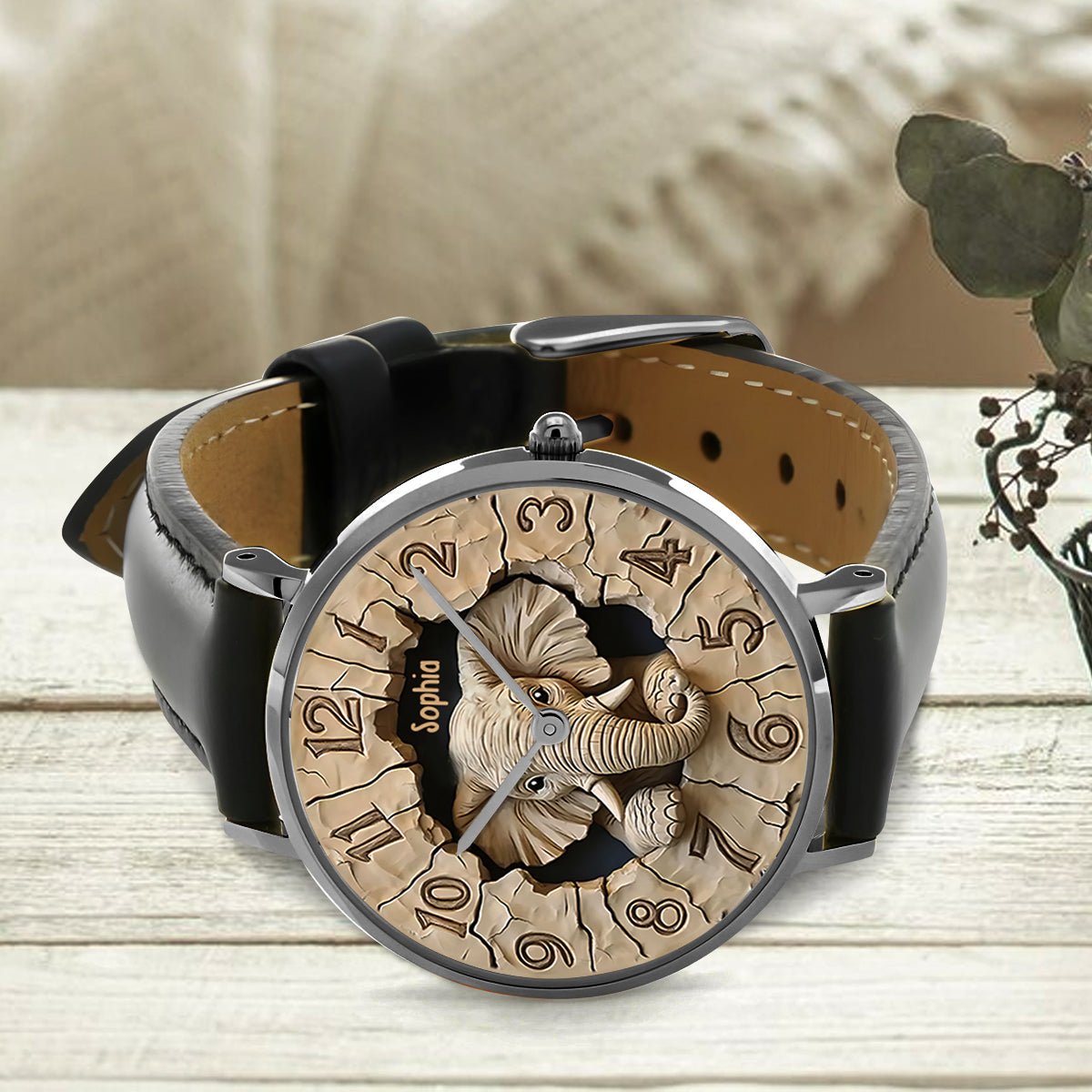 Liebe Elefanten - Personalisierte Elefanten-Handuhr