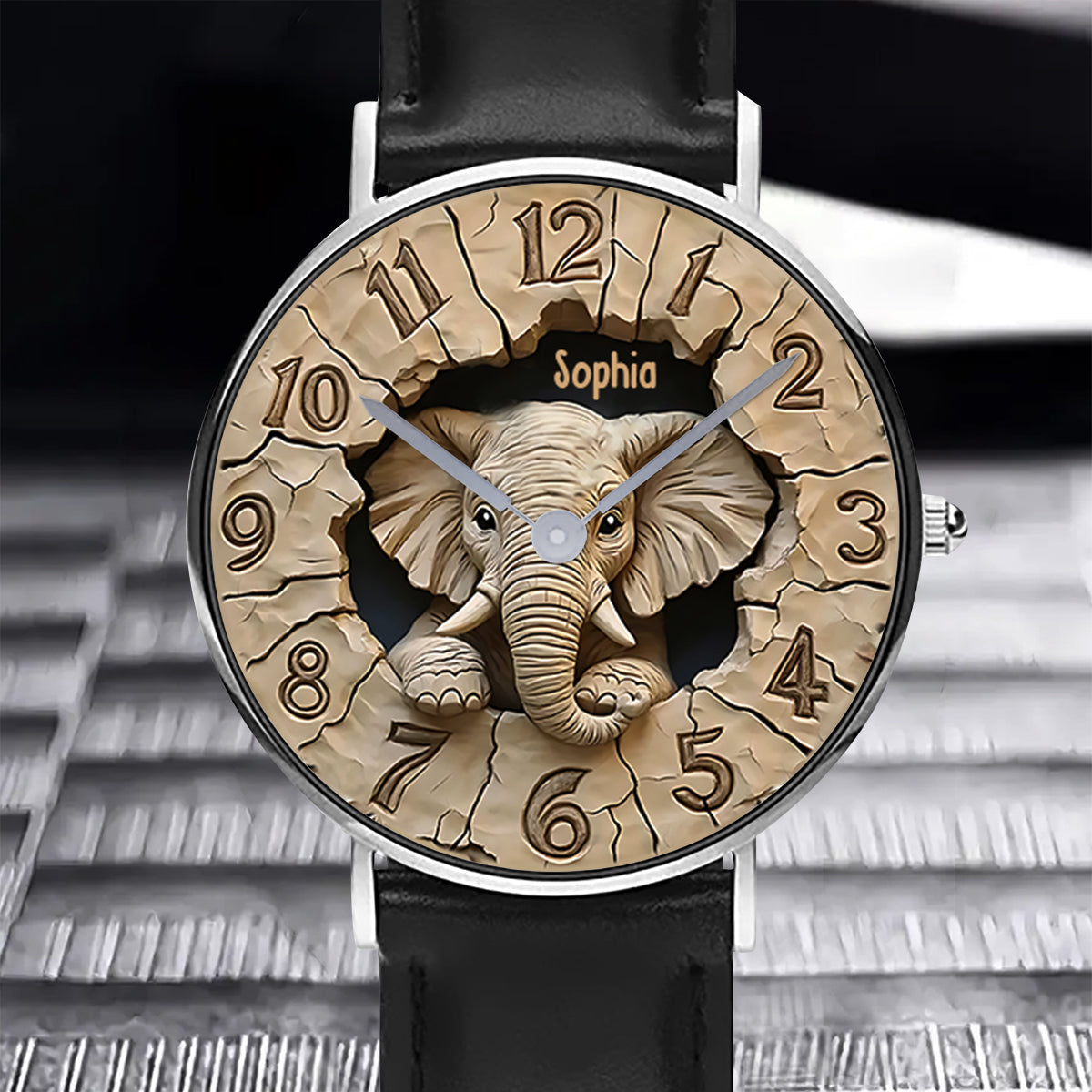 Liebe Elefanten - Personalisierte Elefanten-Handuhr