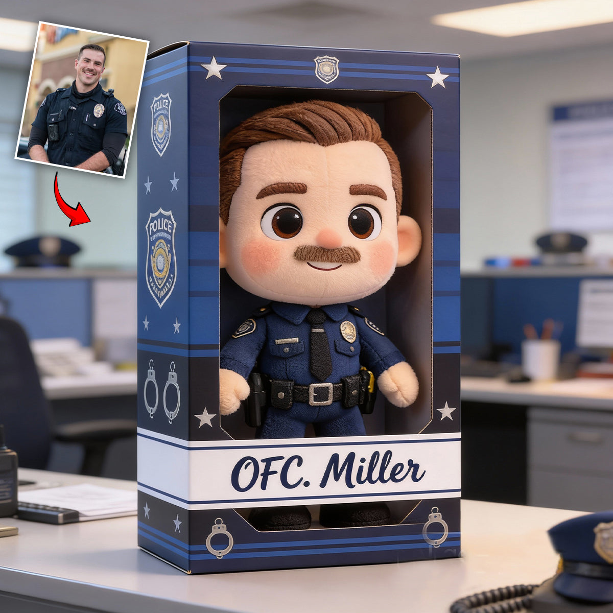 Geschenke für Polizisten – Personalisierte Acrylplakette in individueller Form für Polizeibeamte