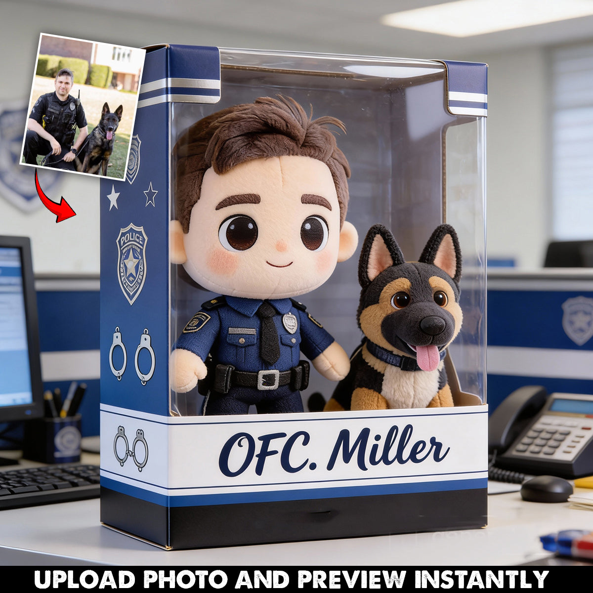 Geschenke für Polizisten – Personalisierte Acrylplakette in individueller Form für Polizeibeamte