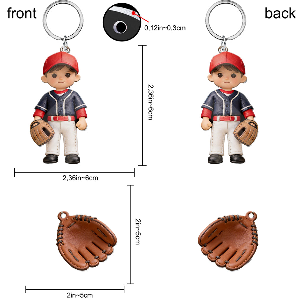 Custom Gift For Baseball Kid, Baseball Lover From Any Photo - Personalized Baseball Premium Keychain With Charms
