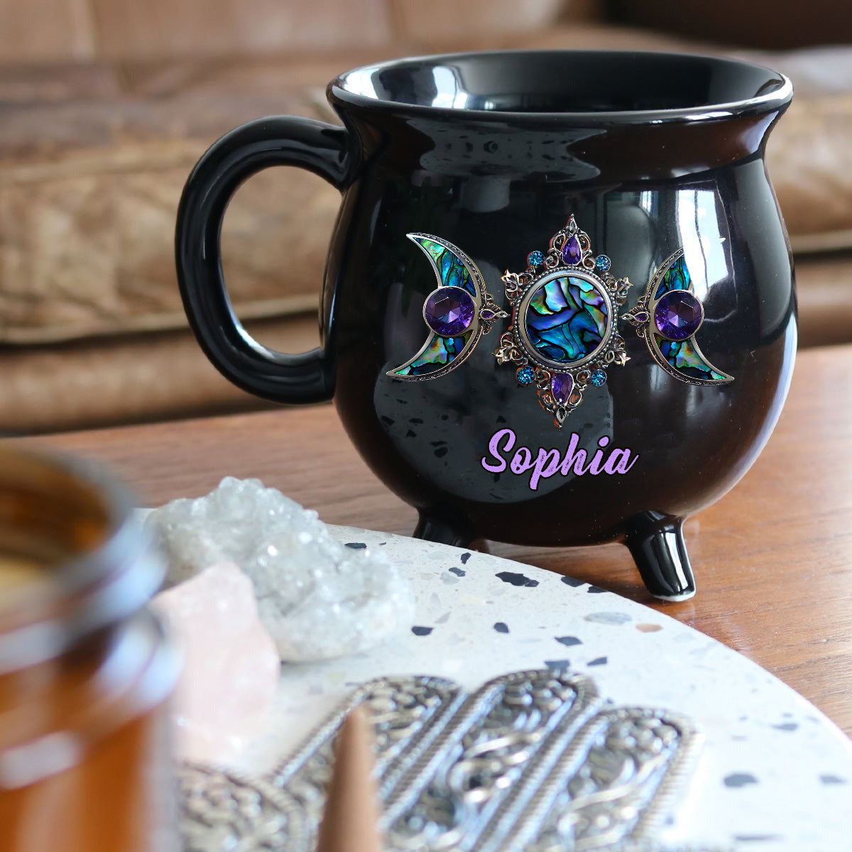 Wunderschöner Dreifachmond - Personalisierter Hexenkessel-Becher
