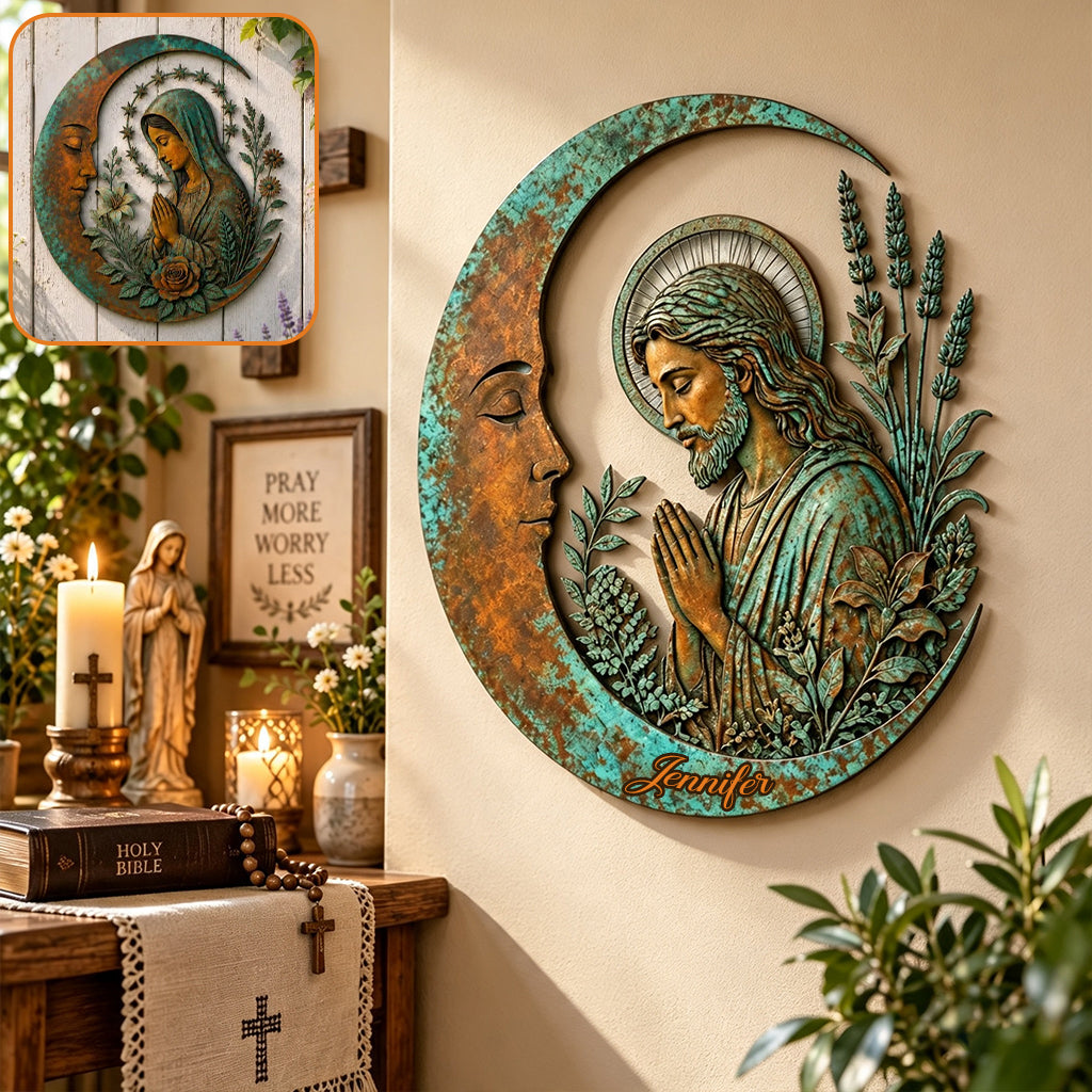 Crescent Moon Jesus - Personalisierte Christliche Metalltafel
