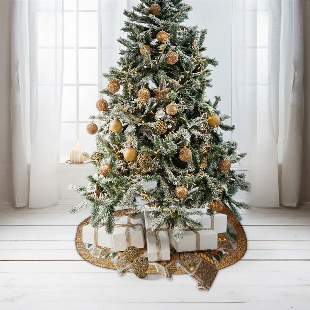 Lebkuchenhaus-Weihnachten – Personalisierter Weihnachtsbaumrock in Weihnachtsform