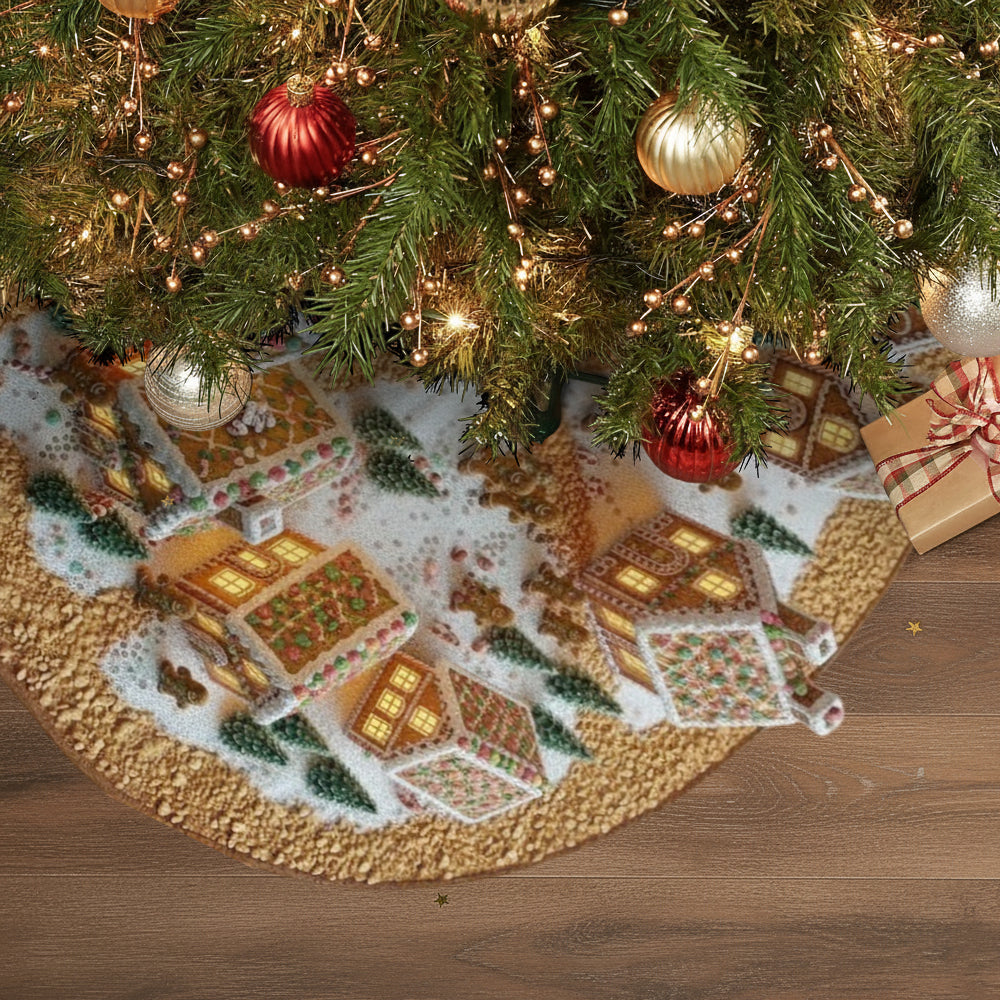 Lebkuchenhaus-Weihnachten – Personalisierter Weihnachtsbaumrock in Weihnachtsform