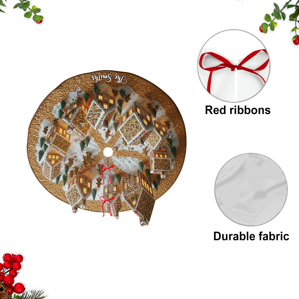 Lebkuchenhaus-Weihnachten – Personalisierter Weihnachtsbaumrock in Weihnachtsform