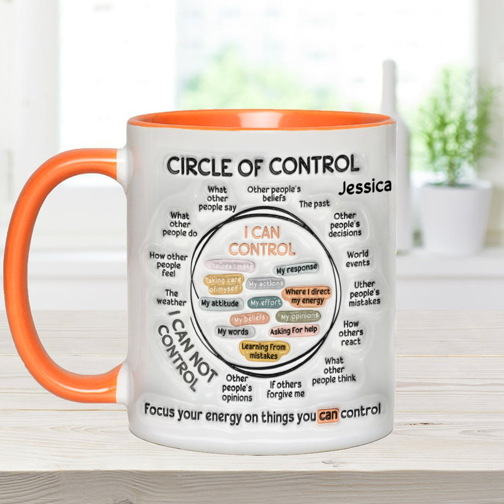 Kontrollkreis, Konzentriere deine Energie auf Dinge, die du kontrollieren kannst – Personalisierte Tasse zur Sensibilisierung für mentale Gesundheit