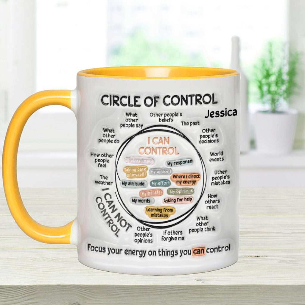 Kontrollkreis, Konzentriere deine Energie auf Dinge, die du kontrollieren kannst – Personalisierte Tasse zur Sensibilisierung für mentale Gesundheit