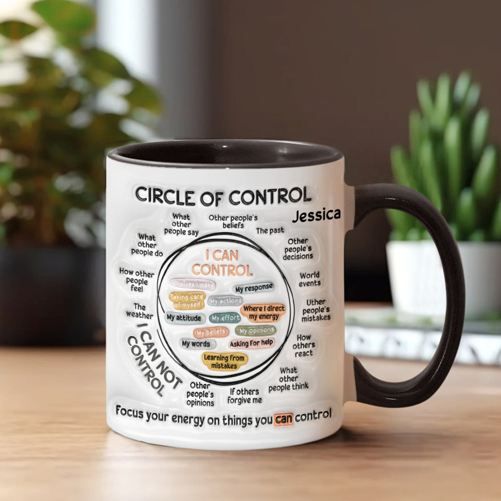 Kontrollkreis, Konzentriere deine Energie auf Dinge, die du kontrollieren kannst – Personalisierte Tasse zur Sensibilisierung für mentale Gesundheit
