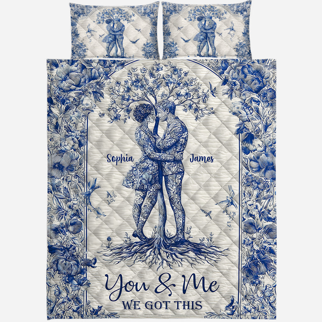 „Du und ich, wir schaffen das“ – personalisiertes Quilt-Set für Paare